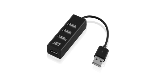 ACT AC6205 interface hub USB 2.0 480 Mbit/s Zwart