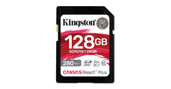 Kingston 128GB Canvas React Plus SDXC UHS-II 280R/100W U3 V60 voor Full HD/4K