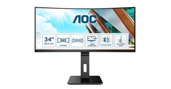 AOC P2 CU34P2A LED display 86,4 cm (34") 3440 x 1440 Pixels Quad HD Zwart