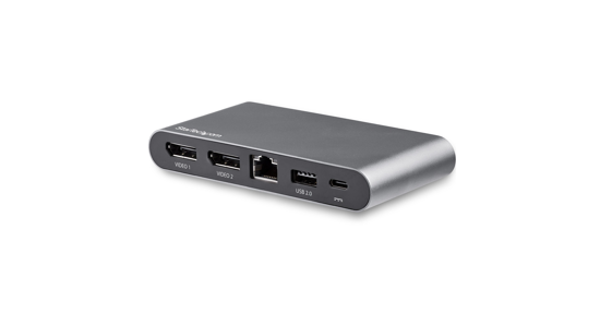 Startech USB-C Dock - 4K Dual Monitor DisplayPort - Mini Laptop Docking Station - 100W Power Delivery Passthrough - GbE, 2-Port USB-A Hub - USB Type-C Multiport Adapter - 1m kabel