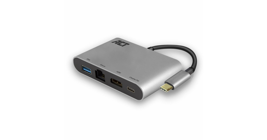 ACT AC7040 USB-C naar HDMI multiport adapter met ethernet, USB hub en cardreader