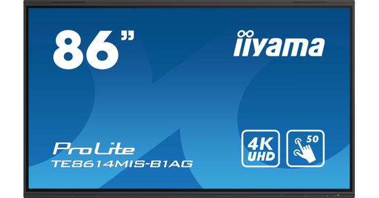 iiyama TE8614MIS-B1AG beeldkrant Interactief flatscreen 2,17 m (85.6") LCD Wifi 435 cd/m² 4K Ultra HD Zwart Touchscreen Type processor Android 24/7