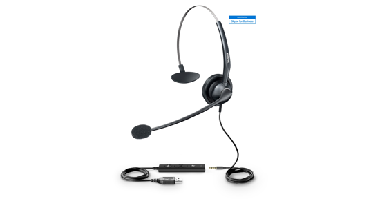 Yealink UH33 hoofdtelefoon/headset Bedraad Hoofdband Kantoor/callcenter Zwart