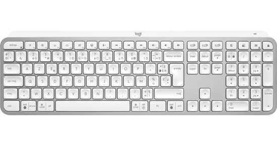 Logitech MX Keys S toetsenbord RF-draadloos + Bluetooth AZERTY Frans Aluminium, Wit