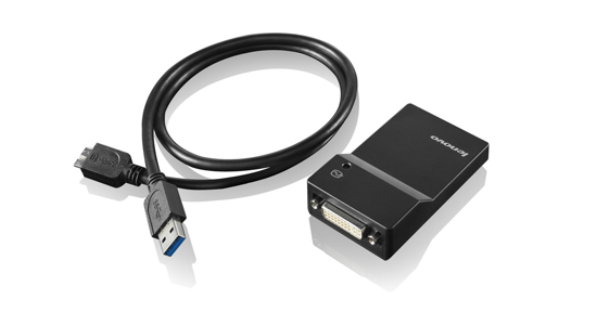 Lenovo USB 3.0 - DVI/VGA USB grafische adapter 2048 x 1152 Pixels Zwart