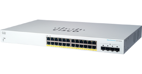 Cisco CBS220-24P-4G Managed L2 Gigabit Ethernet (10/100/1000) Power over Ethernet (PoE) 1U Wit