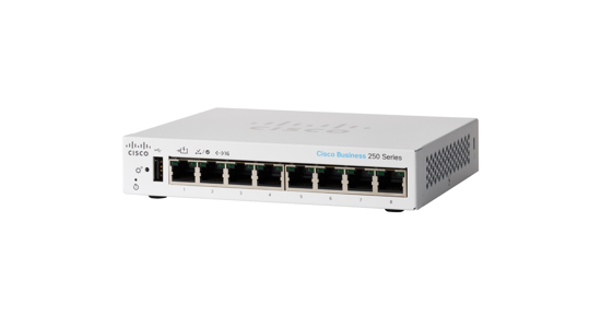 Cisco CBS250-8T-D-UK netwerk-switch Managed L3 Gigabit Ethernet (10/100/1000) Power over Ethernet (PoE) Grijs